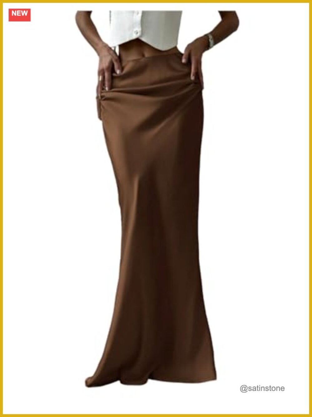 Women's Satin Maxi Skirt Low Rise Ruched Elegant Silky Party Fishtail Long Skirt